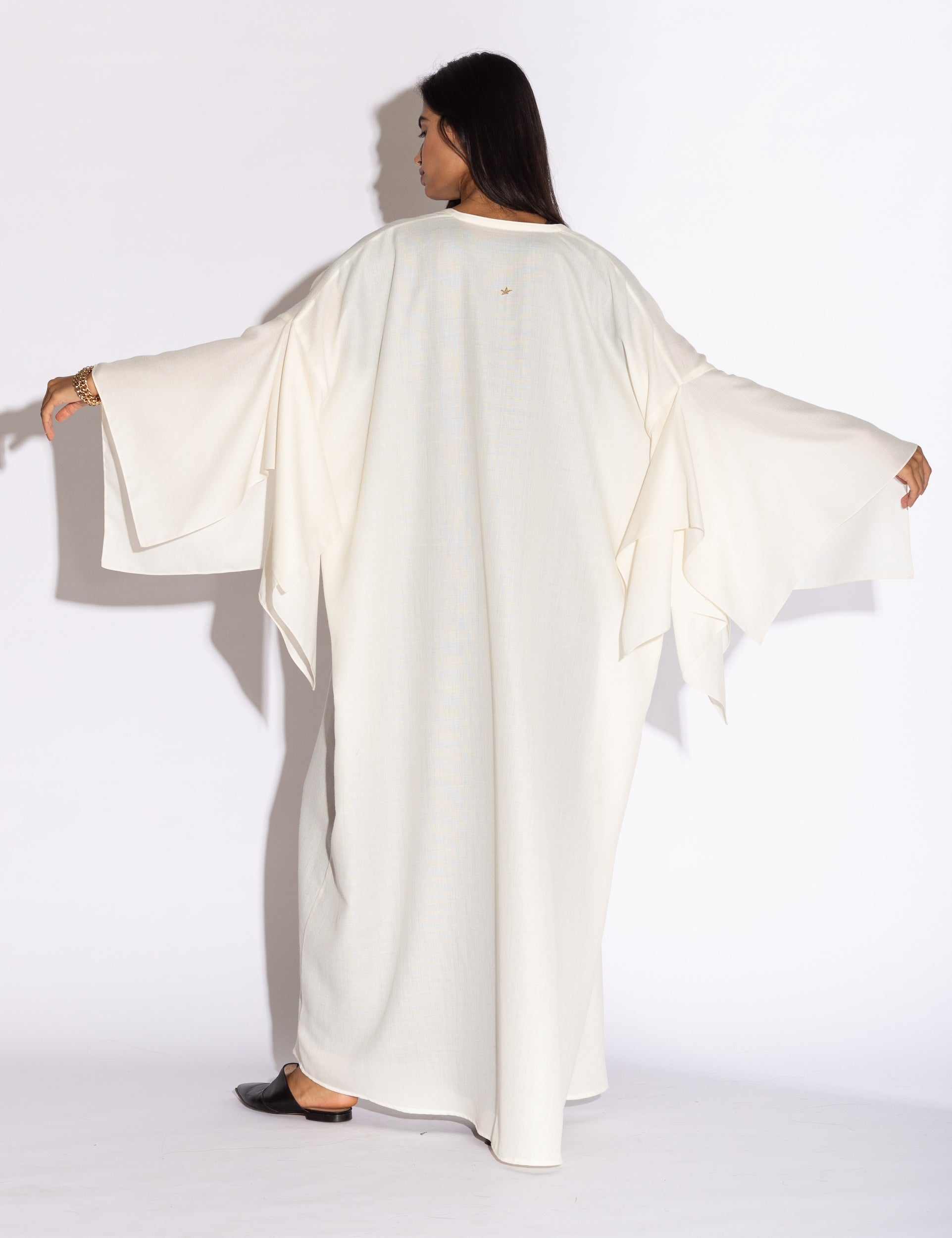 IVORY MESH SLEEVE ACCENT ABAYA