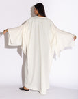 IVORY MESH SLEEVE ACCENT ABAYA