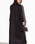 Linen Abaya in Black with Ivory Inner Detail