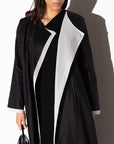 Linen Abaya in Black with Ivory Inner Detail