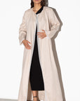 Linen Abaya in Nude with Inner Detail