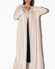 Linen Abaya in Nude with Inner Detail