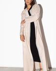 Linen Abaya in Nude with Inner Detail