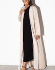 Linen Abaya in Nude with Inner Detail