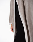 Linen Abaya in Stone with Ivory Inner Detail