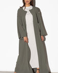 Closed Trench Abaya in Olive Green