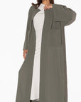 Closed Trench Abaya in Olive Green