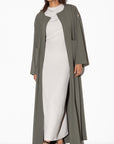 Closed Trench Abaya in Olive Green