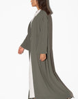 Closed Trench Abaya in Olive Green