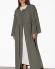 Closed Trench Abaya in Olive Green