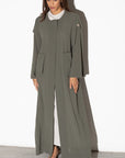 Closed Trench Abaya in Olive Green