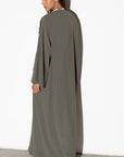 Closed Trench Abaya in Olive Green