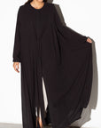 Pleated Summer Abaya in Black