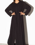 Pleated Summer Abaya in Black