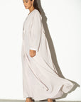 Pleated Summer Abaya in Bone