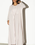 Pleated Summer Abaya in Bone