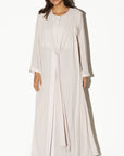 Pleated Summer Abaya in Bone