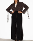 Suit Abaya in Two Tone Brown Black