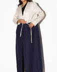 Two Tone Navy and Beige Tie Abaya