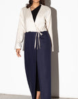 Two Tone Navy and Beige Tie Abaya