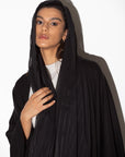 Loose Abaya in Black with Fancy Scarf