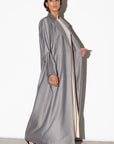 Jacket Abaya in Gray Pin Stripe