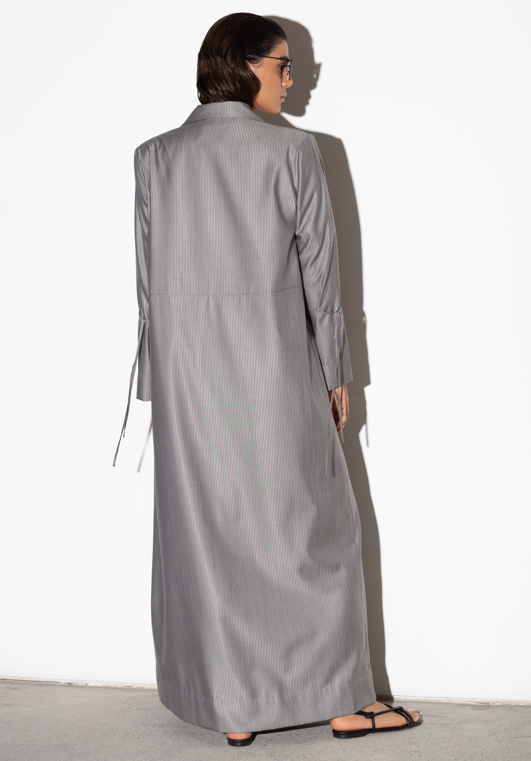 Jacket Abaya in Gray Pin Stripe