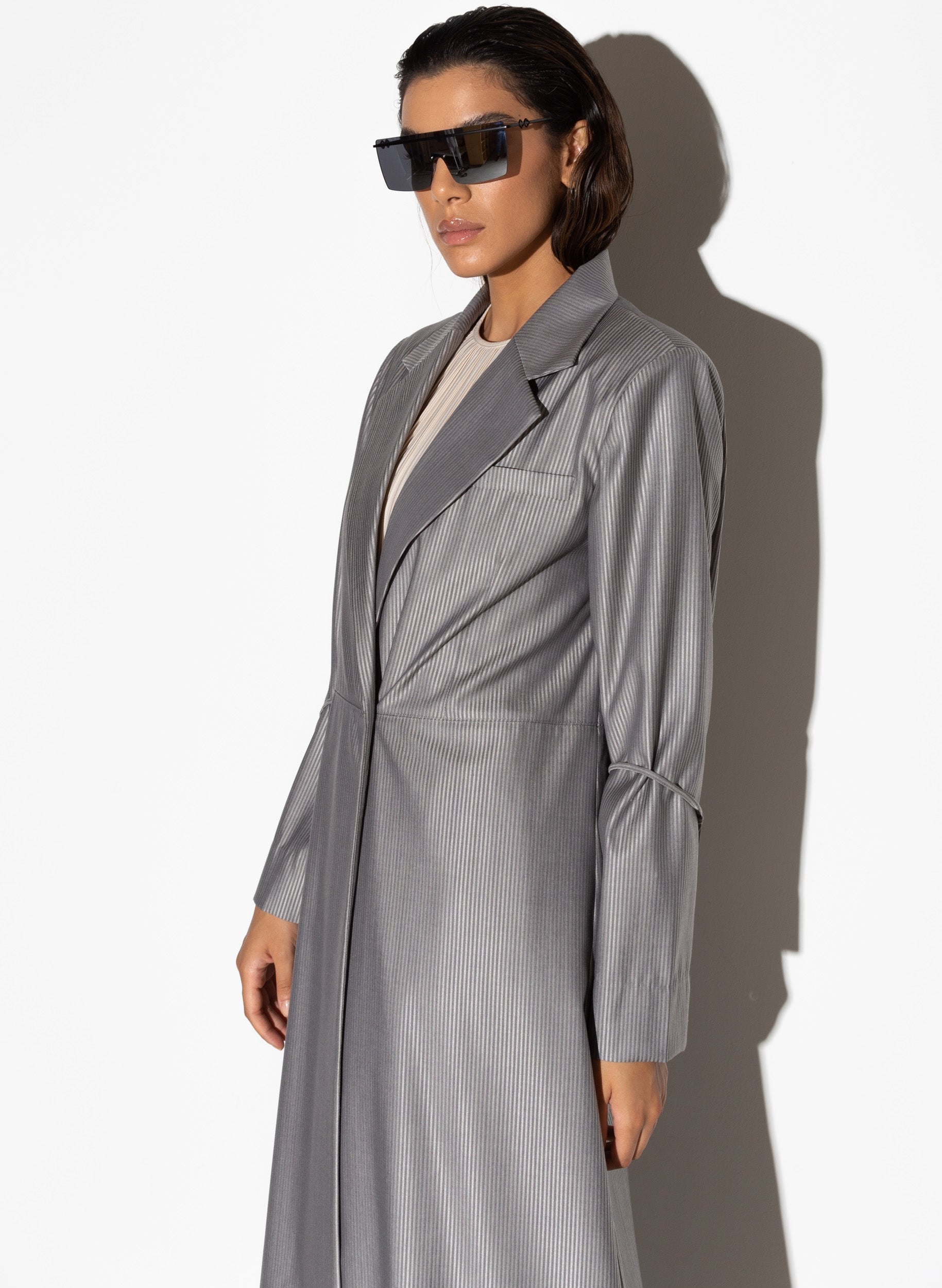 Jacket Abaya in Gray Pin Stripe