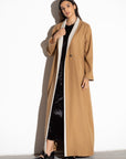 Winter STRUCTURED CARAMEL  COAT WITH Ivory detailing