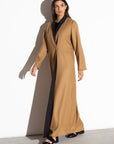 REVERSIBLE BLACK AND CARAMEL WOOL LIGHT WINTER COAT