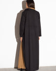 REVERSIBLE BLACK AND CARAMEL WOOL LIGHT WINTER COAT