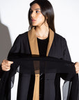 REVERSIBLE BLACK AND CARAMEL WOOL LIGHT WINTER COAT