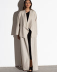 Winter Fancy Jacket Abaya in Ivory Wool