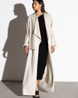 Winter Fancy Jacket Abaya in Ivory Wool