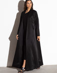 Classy Black Ribbed A-Cut Abaya