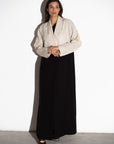 IVORY BLACK TWO TONE ABAYA