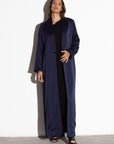 Sleek Jacket Open Abaya in Polished Navy