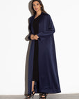 Sleek Jacket Open Abaya in Polished Navy