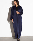 Sleek Jacket Open Abaya in Polished Navy