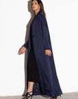 Sleek Jacket Open Abaya in Polished Navy