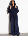 Sleek Jacket Open Abaya in Polished Navy