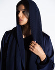 Sleek Jacket Open Abaya in Polished Navy