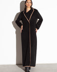 WINTER COAT ABAYA IN BLACK WITH GOLD DETAILING