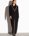 WINTER COAT ABAYA IN BLACK WITH GOLD DETAILING