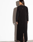 WINTER COAT ABAYA IN BLACK WITH GOLD DETAILING