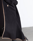 WINTER COAT ABAYA IN BLACK WITH GOLD DETAILING