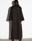 CHECKERED TWEED WITH MAROON VELVET WINTER ABAYA