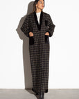 CHECKERED TWEED WITH BLACK VELVET WINTER ABAYA