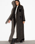 CHECKERED TWEED WITH BLACK VELVET WINTER ABAYA