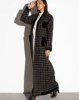 CHECKERED TWEED WITH BLACK VELVET WINTER ABAYA